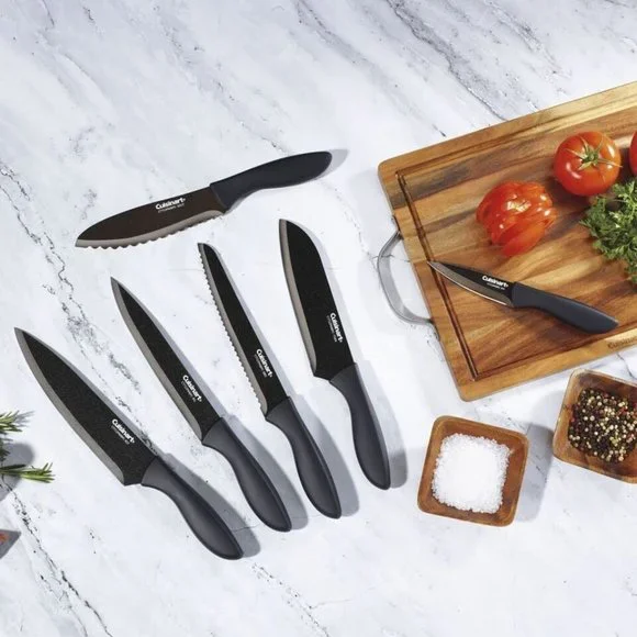 Cuisinart Advantage 10 Piece Ceramic Coated Knife Set with Blade Guards, black - Picture 5 of 8